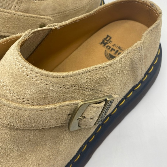Dr. Martens Beige Suede Buckle Clog with Yellow Stitching main image 4